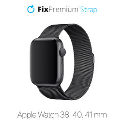 FixPremium - Szíj Milanese Loop - Apple Watch (38, 40 és 41mm), fekete