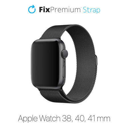 FixPremium - Szíj Milanese Loop - Apple Watch (38, 40 és 41mm), fekete