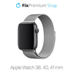 FixPremium - Szíj Milanese Loop - Apple Watch (38, 40 és 41mm), ezüst