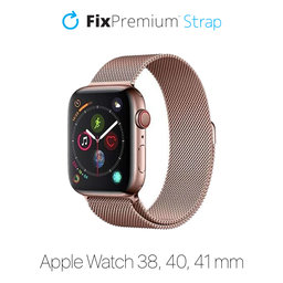 FixPremium - Szíj Milanese Loop - Apple Watch (38, 40 és 41mm), rose gold