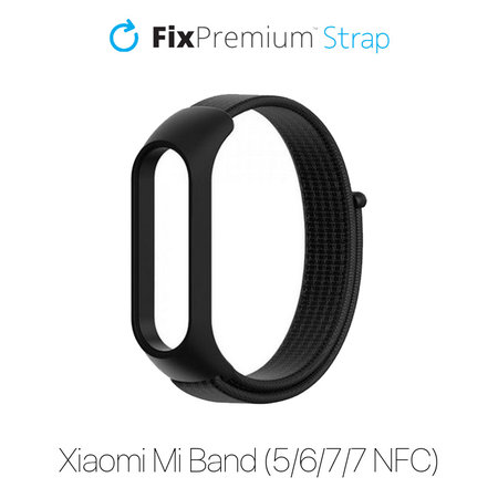 FixPremium - Nejlon Szíj - Xiaomi Mi Band (5/6/7/7 NFC), fekete