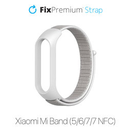 FixPremium - Nejlon Szíj - Xiaomi Mi Band (5/6/7/7 NFC), fehér