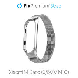 FixPremium - Szíj Milanese Loop - Xiaomi Mi Band (5/6/7/7 NFC), ezüst