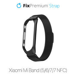 FixPremium - Szíj Milanese Loop - Xiaomi Mi Band (5/6/7/7 NFC), fekete