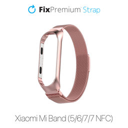 FixPremium - Szíj Milanese Loop - Xiaomi Mi Band (5/6/7/7 NFC), rose gold