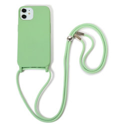 FixPremium - Szilikon tok nyakba akasztható szíjjal - iPhone 11, zöld