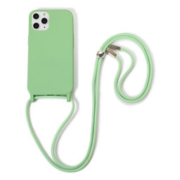 FixPremium - Szilikon tok nyakba akasztható szíjjal - iPhone 11 Pro, zöld