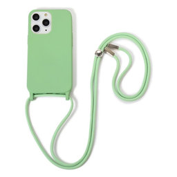 FixPremium - Szilikon tok nyakba akasztható szíjjal - iPhone 11 Pro Max, zöld