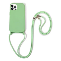 FixPremium - Szilikon tok nyakba akasztható szíjjal - iPhone 12 és 12 Pro, zöld