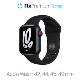 FixPremium - Szilikon Sportszíj - Apple Watch (42, 44, 45 és 49mm), fekete
