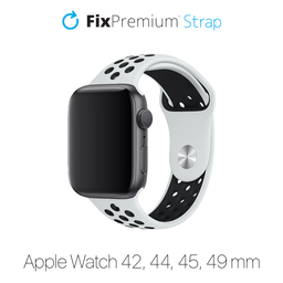 FixPremium - Szilikon Sportszíj - Apple Watch (42, 44, 45 és 49mm), fehér