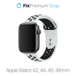 FixPremium - Szilikon Sportszíj - Apple Watch (42, 44, 45 és 49mm), fehér