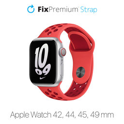 FixPremium - Szilikon Sportszíj - Apple Watch (42, 44, 45 és 49mm), piros