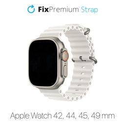 FixPremium - Szíj Ocean Loop - Apple Watch (42, 44, 45 és 49mm), fehér