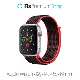 FixPremium - Nylon Szíj - Apple Watch (42, 44, 45 és 49mm), piros