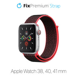 FixPremium - Nylon Szíj - Apple Watch (38, 40 és 41mm), piros