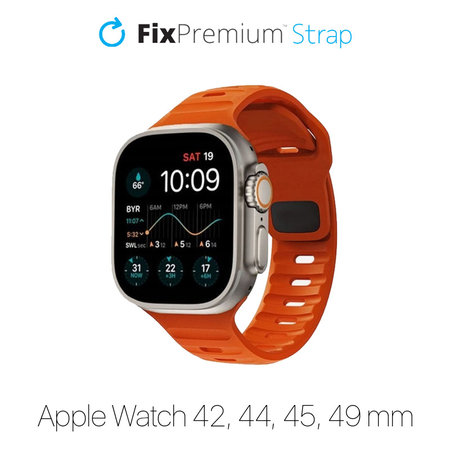 FixPremium - Szíj Sport Silicone - Apple Watch (42, 44, 45 és 49mm), narancs