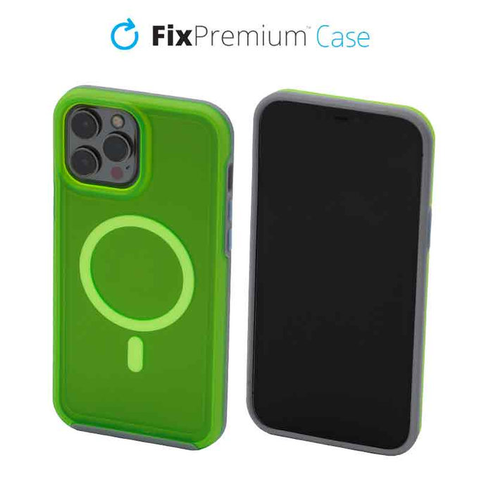 FixPremium - Tok Clear a MagSafe-el - iPhone 13 Pro Max, neon green