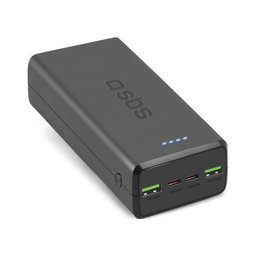 SBS - PowerBank 30 000 mAh, 2x USB-C, 2x USB PowerDelivery 20W, čierna