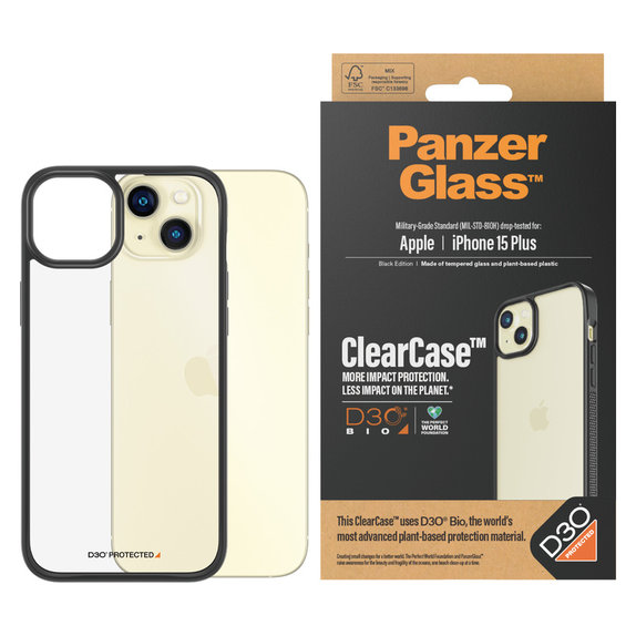 Tok ClearCase D3O iPhone 15 Plus készülékhez, Fekete, PanzerGlass