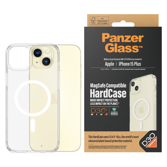 Tok HardCase D3O MagSAFE by PanzerGlass-fel iPhone 15 Plus készülékhez, Átlátszó, PanzerGlass