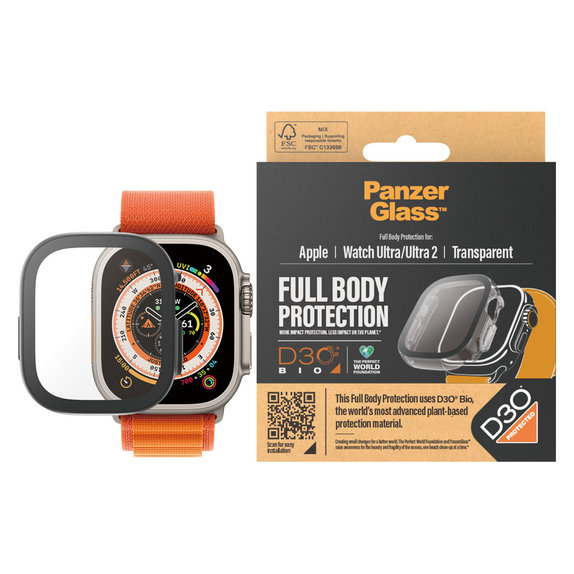 Edzett üveg Full Body D3O Apple Watch Ultra/Ultra 2 készülékhez, Átlátszó, PanzerGlass