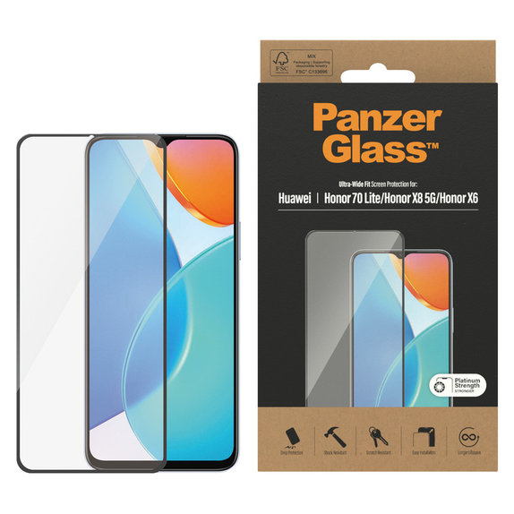 Edzett üveg UWF Honor 70 Lite készülékhez, Fekete, PanzerGlass