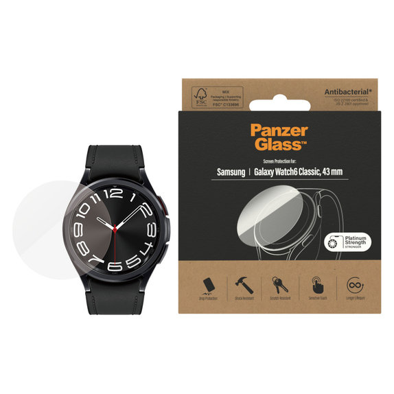 Edzett üveg Flat Glass AB Samsung Galaxy Watch6 43 mm készülékhez, Átlátszó, PanzerGlass