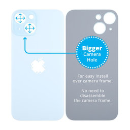 Apple iPhone 15 - Hátsó Ház Üveg Nagyobb Kamera Nyílással (Blue)