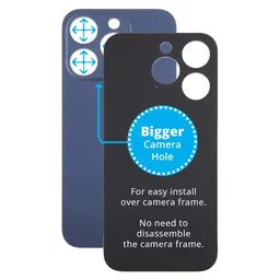 Apple iPhone 15 Pro - Hátsó Ház Üveg Nagyobb Kamera Nyílással (Blue Titanium)