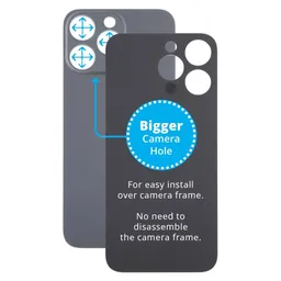 Apple iPhone 15 Pro Max - Hátsó Ház Üveg Nagyobb Kamera Nyílással (Black Titanium)