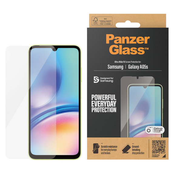 Edzett üveg UWF Samsung Galaxy A05s készülékhez, Átlátszó, PanzerGlass