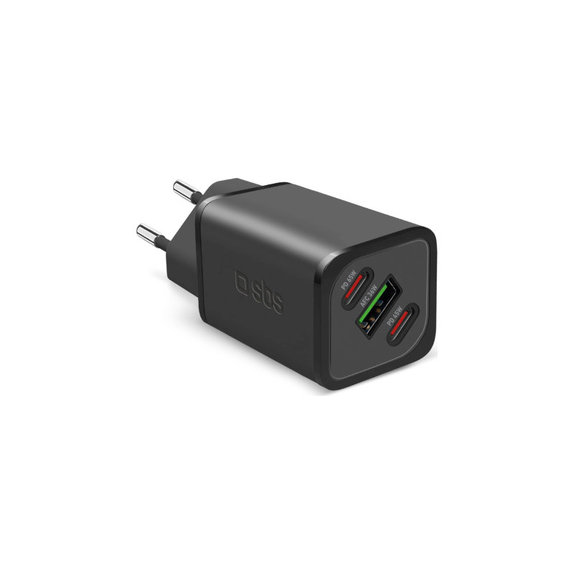 Utazási adapter NanoTube 2x USB-C/USB-A, GaN, 65 W PD, fekete, SBS
