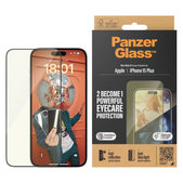 Edzett üveg UWF Eyecare applikátorral iPhone 15 Plus készülékhez, Fekete, PanzerGlass