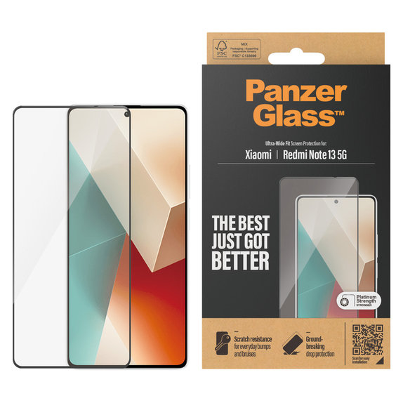 Edzett üveg UWF Xiaomi Redmi Note 13 készülékhez, Fekete, PanzerGlass