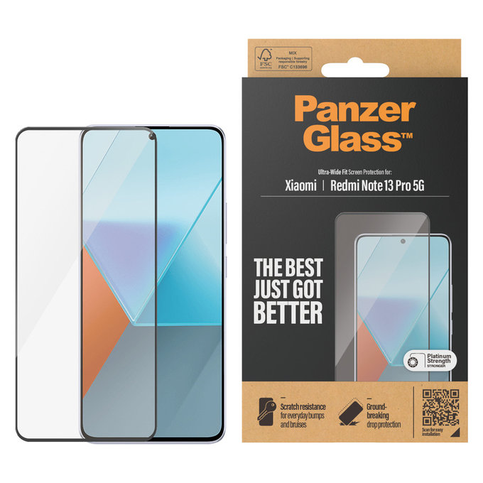 Edzett üveg UWF Xiaomi Redmi Note 13 Pro 5G készülékhez, Fekete, PanzerGlass