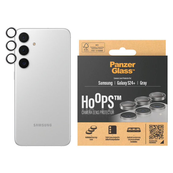 Kameralencse-védő Hoops Samsung Galaxy S24+ készülékhez, Szürke, PanzerGlass