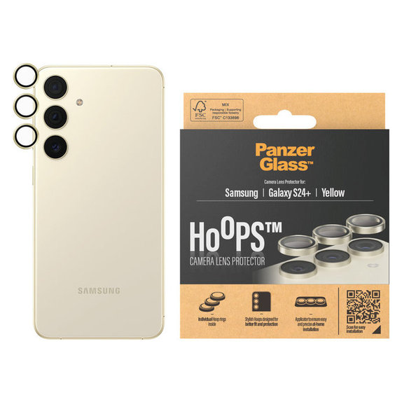 Kameralencse-védő Hoops Samsung Galaxy S24+ készülékhez, Sárga, PanzerGlass