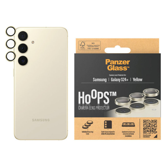 Kameralencse-védő Hoops Samsung Galaxy S24+ készülékhez, Sárga, PanzerGlass