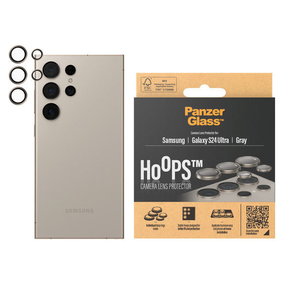 Kameralencse-védő Hoops Samsung Galaxy S24 Ultra készülékhez, Szürke, PanzerGlass