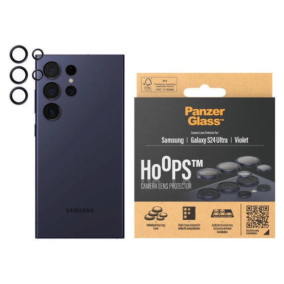 Kameralencse-védő Hoops Samsung Galaxy S24 Ultra készülékhez, Lila, PanzerGlass