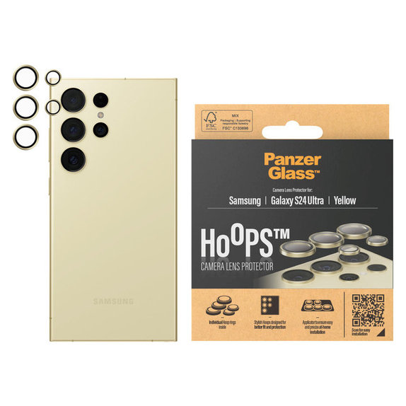 Kameralencse-védő Hoops Samsung Galaxy S24 Ultra készülékhez, Sárga, PanzerGlass