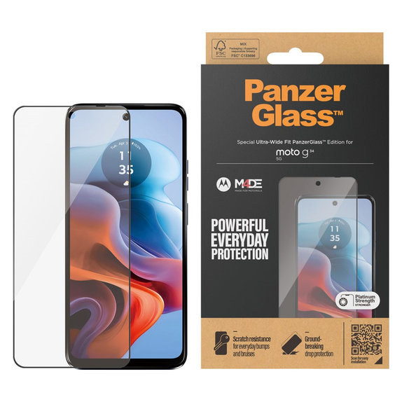 Edzett üveg UWF Motorola Moto G34 készülékhez, Fekete, PanzerGlass