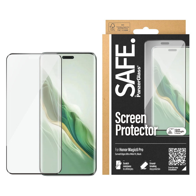 Edzett üveg UWF Honor Magic6 Pro készülékhez, Fekete, SAFE by PanzerGlass