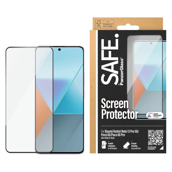Edzett üveg UWF Xiaomi Redmi Note 13 Pro 5G készülékhez, Fekete, SAFE by PanzerGlass