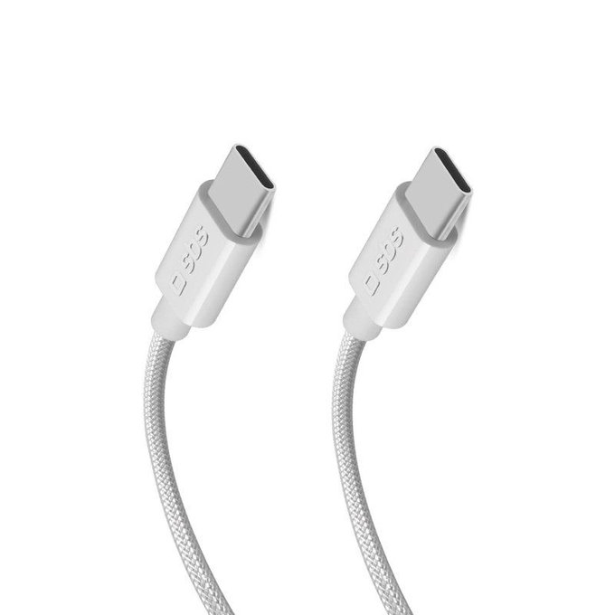 SBS - Fonott kábel USB-C/USB-C, PD, 100W, 1.5m, fehér