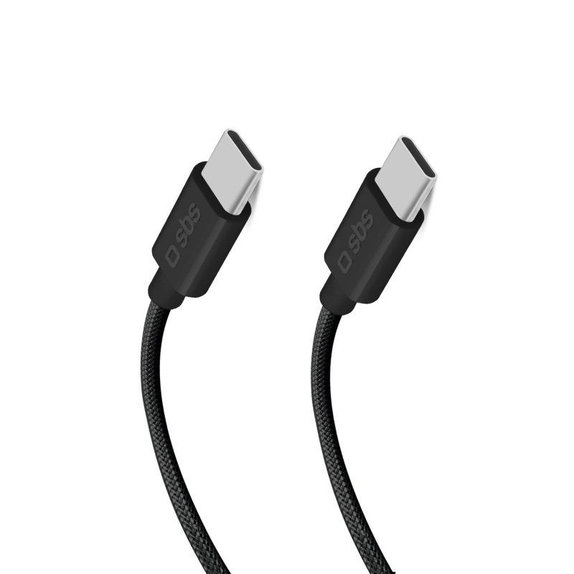 SBS - Fonott kábel USB-C/USB-C, PD, 100W, 1.5m, fekete