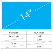 14 LCD Slim Matt 30 pin Full HD No brackets