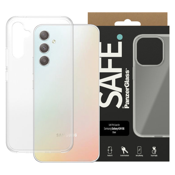 Tok TPU Samsung Galaxy A34 5G készülékhez, Átlátszó, SAFE by PanzerGlass