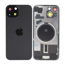 Apple iPhone 15 - Hátsó üveg + Kamera lencse + Fémlemez + Magsafe mágnes (Black)